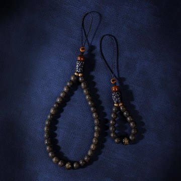 原創越南沉香木手機掛繩短款手腕指環男女鑰匙扣掛件手串文玩本命