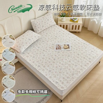 【寢城之戀】Crocodile鱷魚牌 涼感科技云三件組涼感涼墊組 單人/雙人/加大 涼蓆 冰絲蓆 夏季墊子 可水洗