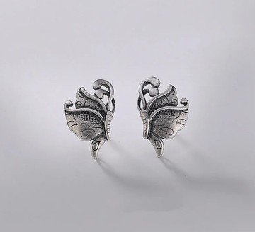 復古泰國民族風 925 純銀 蝴蝶 造型 耳環