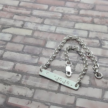 Z7粗鍊款(可敲字)925純銀手鍊.客製英文字母數字.御匠敲飾