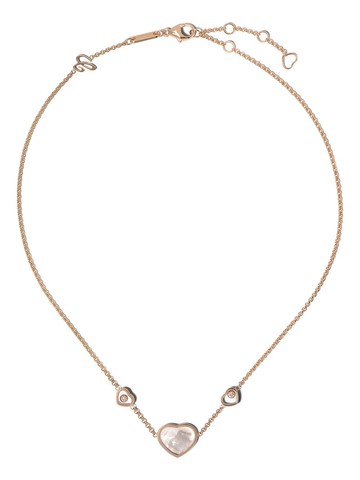 Chopard - 18kt rose gold, diamond Happy Hearts neckace - women - Diamond/18kt Rose Gold/Mother of Pearl - One Size - Pink