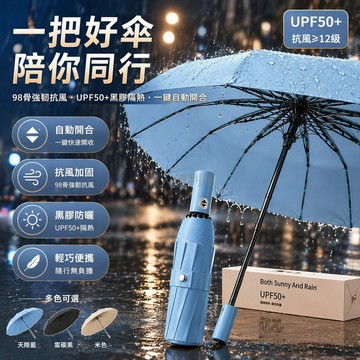台灣出貨✨ 全自動雨傘 晴雨兩用傘 加固抗風傘 加大折疊傘 防曬遮陽傘 黑膠隔熱傘 一键開合