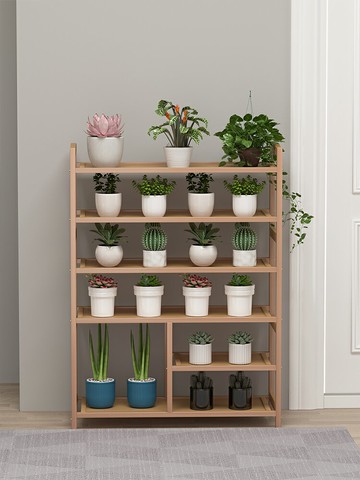 花架置物架落地木藝多層客廳陽臺簡約現代花盆架掛綠蘿多肉花架子置物桌 摺疊桌 居家用品