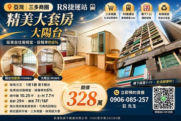 亞灣|R8捷運 三多商圈精美大套房+陽台｜高雄市苓雅區復興二路