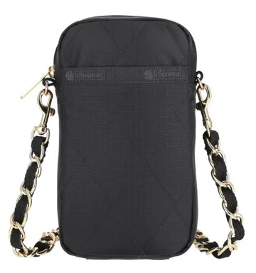 【LESPORTSAC】鍊帶迷你手機斜背包 - 午夜絎縫鍊飾