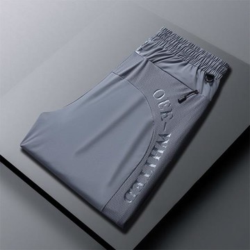 夏季男士冰絲速干休閑褲薄款透氣寬松長褲中年大碼褲子空調褲