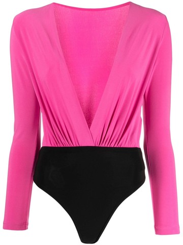 Alchemy - x Lia Aram plunging V-neck bodysuit - women - Polyester/Elastane - S - Pink