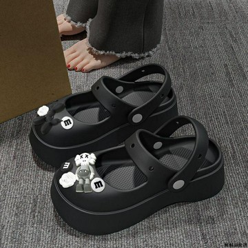 洞洞鞋女款夏季外穿網紅可愛護士防滑沙灘涼鞋包頭厚底踩屎感拖鞋 洞洞鞋 涼鞋女 涼拖鞋 包頭鞋 沙灘鞋