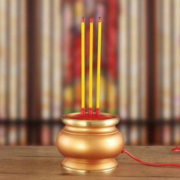 ⏳倒數出清⏳電子香爐純銅上香家用佛龕前供奉LED插電香爐供財神爺長明供  燈