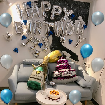 生活King 浪漫生日氣球 立體氣球 派對助興  銀色  1組