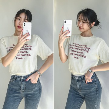 【太妮絲KR3】現貨 正韓 春夏新品 簡約字母 印花 短袖上衣 純棉 棉T 短袖 圓領 韓現貨