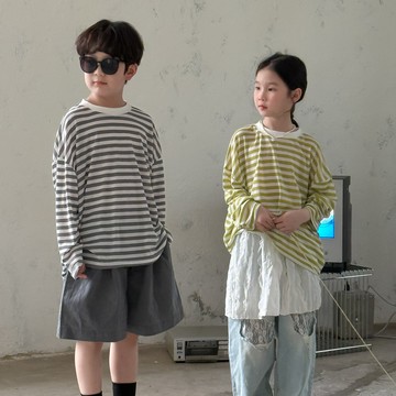 夏季新品上新   童T恤  夏季男童女童韓版圓領條紋天絲上衣兒童薄款長袖防晒衣
