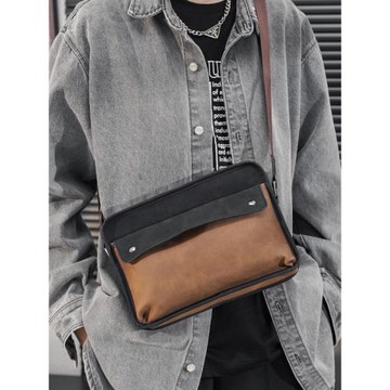 復古單肩包男新款潮牌休閑小方包簡約橫款時尚斜挎包潮流韓版男包