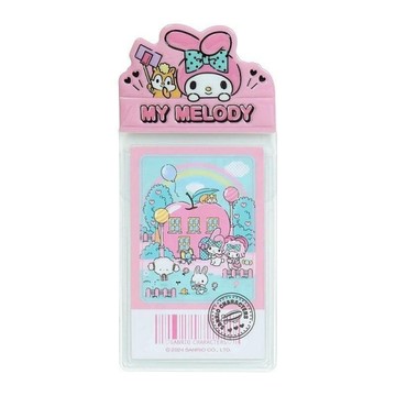 asdfkitty*三麗鷗家族遊樂園 美樂蒂 別針夾式票卡套 證件套 悠遊卡套 車票套-日本正版