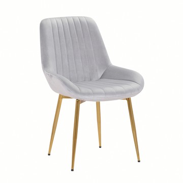 E-home Dayo戴洋直紋絨布金腳休閒餐椅-兩色可選灰色