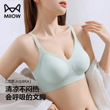 【M-3XL】冰絲涼感內衣大尺碼 小胸聚攏顯大 無痕美背內衣 上托防下垂 無鋼圈 收副乳內衣 超薄透氣 薄款文胸 不跑杯