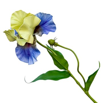 Floral M 法式優雅女神單朵加大鳶尾花愛麗絲藍仿真花花材  藍  1個