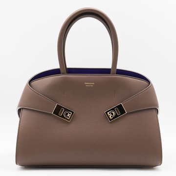 Salvatore Ferragamo Brown Leather Hug Top Handle Bag