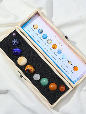 天然水晶礦石礦標太陽系九大行星模型寶石書桌原石擺件兒童科普