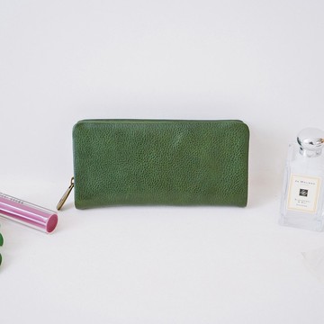【禮盒】魅力真皮拉鍊長夾 X8122 綠V