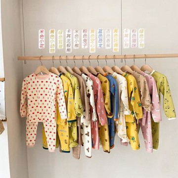 兒童秋冬卡通羊毛拉架家居服寶寶圓領內衣男女童睡衣秋衣褲套裝潮
