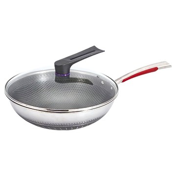 316不鏽鋼雙面蜂窩炒鍋 無塗層不沾  34cm  1個