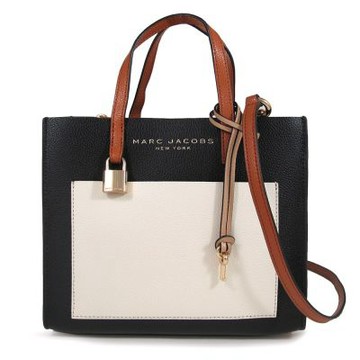 MARC JACOBS 燙金LOGO鵝卵石紋皮革三層兩用包(黑白雙色)