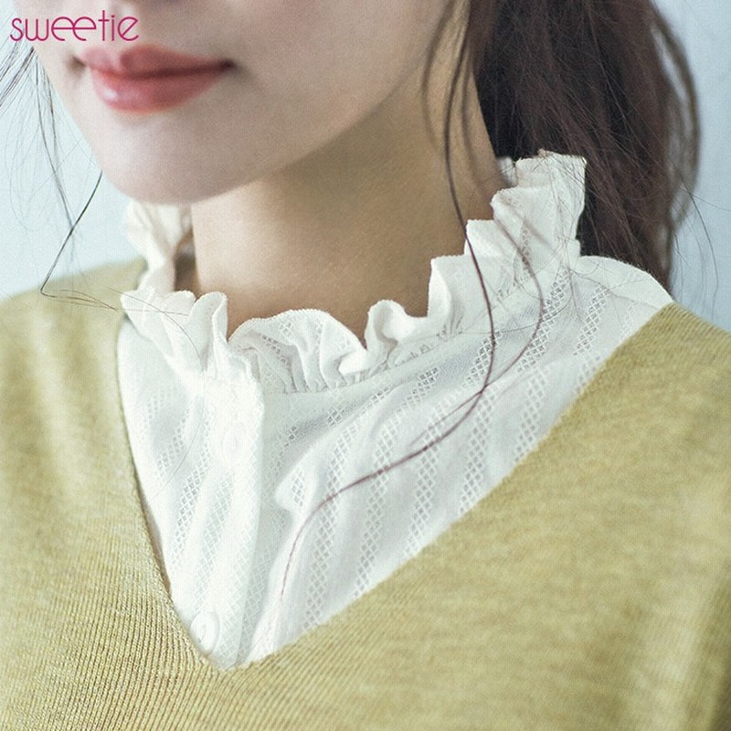 Kirakirashop 付け襟 ベスト型ブラウス風スタンドカラー付け襟 全2サイズ レディース 小物 アクセサリー トップス 付け襟 スタンドカラー ストライプ シャツ ブラウス レイヤード コットンリネン 重ね着風 おしゃれ 可愛い トレンド ガーリー フェミニン Amc5003