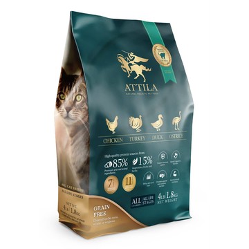 ATTILA 健康無穀貓糧 雞+火雞+鴨+鴕鳥 4LB/1.8kg