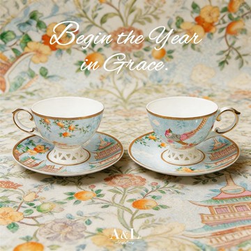 一輩子的天長地久【A&L】中式淡雅 骨瓷咖啡_午茶對杯禮盒組_多款