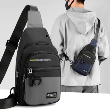 2025新款多版型男士背包商務單肩實用胸包時尚簡約撞色休閑斜挎包