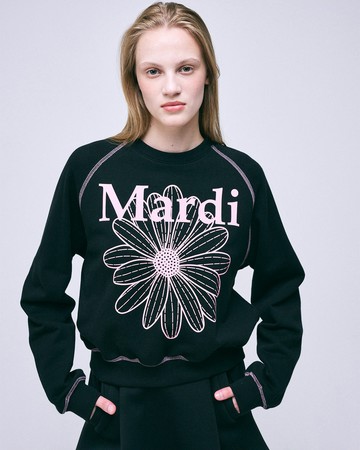 MARDI MERCREDI 印花落肩大學TEE 黑色 經典小雛菊 粉花 SWEATSHIRT RAGLAN FLOWERMARDI