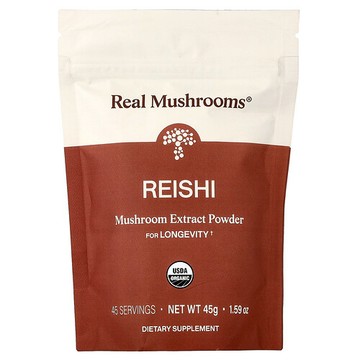 Real Mushrooms, 靈芝，有機蘑菇浸膏粉，1.59 盎司（45 克）