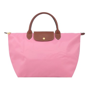 LONGCHAMP LE PLIAGE系列短把再生尼龍摺疊水餃包(中/棉花糖粉)