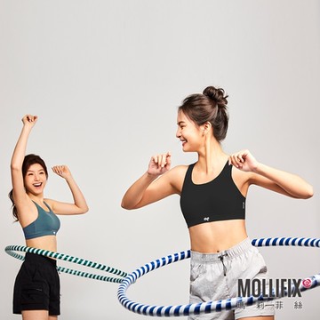 Mollifix 瑪莉菲絲 撞色弧線美背運動內衣 (黑)、瑜珈服、無鋼圈、開運內衣