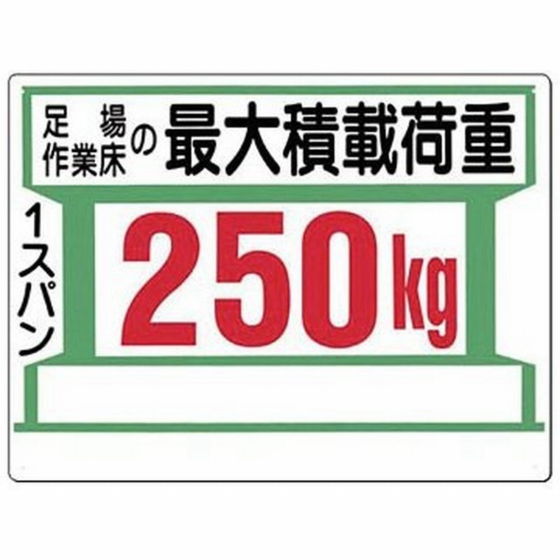 つくし工房 34 E 足場作業床の最大積載荷重 1スパン250kg 足場の積載荷重標識 450 600mm Scボード 通販 Lineポイント最大0 5 Get Lineショッピング