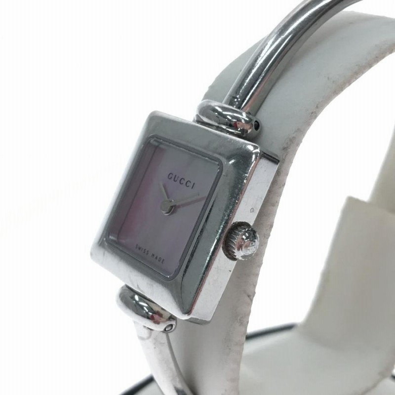 ▽▽ GUCCI グッチ レディース バングルウォッチ ピンクシェル文字盤  