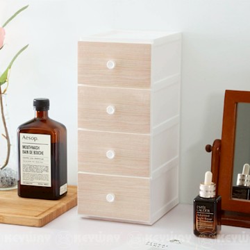 真心良品 KEYWAY聯府 面寬13.6cm楓木桌上型4層收納盒-1入