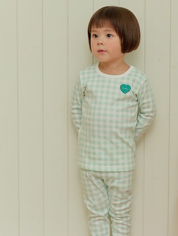 【新品】草綠細格日常-科技舒棉衣長袖韓國童裝-K66709