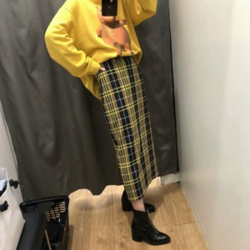 レトロ スカート チェック ロングスカート ペンシルスカート ロング ロングスカート イエロー 黄色 スカート チェックタイトスカート チ 通販 Lineポイント最大1 0 Get Lineショッピング