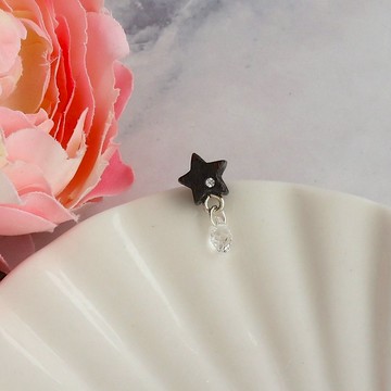 手工原木耳環 星 墜吊耳環 單隻 禮物訂製