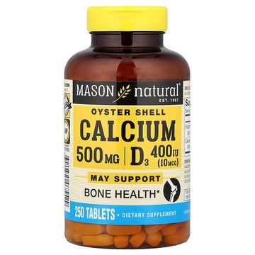 Mason Natural, 牡蠣殼鈣 + D3，250 片