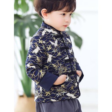 男童唐裝棉衣外套中式中國風傳統節日周歲寶寶禮服改良中山裝