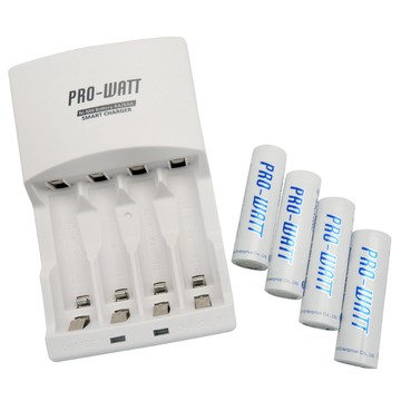 貓｜ PRO-WATT 華志 立即用 低自放電鎳氫充電電池3號4入+充電器組 PW1236-20