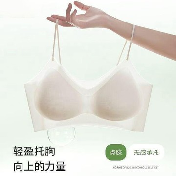 臺灣出貨⭐免運⭐涼感無痕內衣女夏季薄款一體固定杯無鋼圈超薄透氣冰絲文胸罩抹胸adsq