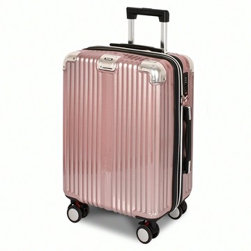 LEADMING 俐德美 時尚美學防刮編織行李箱，手機支架行動電源收納，抗拉鍊設計  20吋  玫瑰金