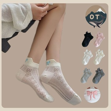 OT SHOP 女款襪子 韓版刺繡蝴蝶結裸襪 現貨 M1254
