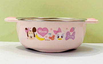 【震撼精品百貨】Micky Mouse 米奇/米妮  迪士尼兒童不銹鋼雙耳碗-粉米妮#04930 震撼日式精品百貨