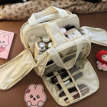 限時特賣中🎈新款化妝包分區大容量便攜化妝品收納手提旅行多功能外出洗漱防水 防水手提化妝收納包 多隔層洗漱包 大容量旅行包