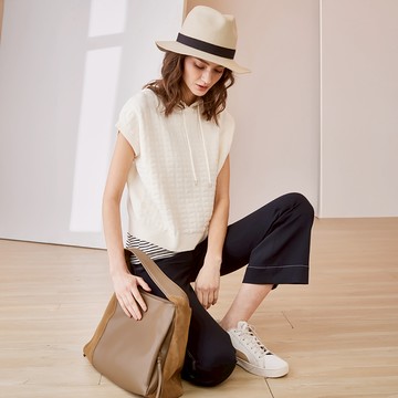 羊毛提花連帽上衣